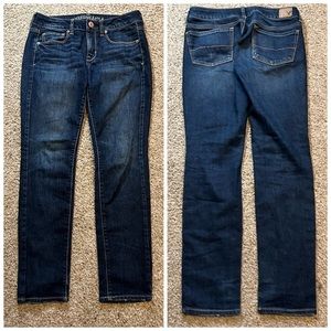 American Eagle Outfitters Skinny Stretch Jeans Dark Wash Blue Denim Slim 6 Short